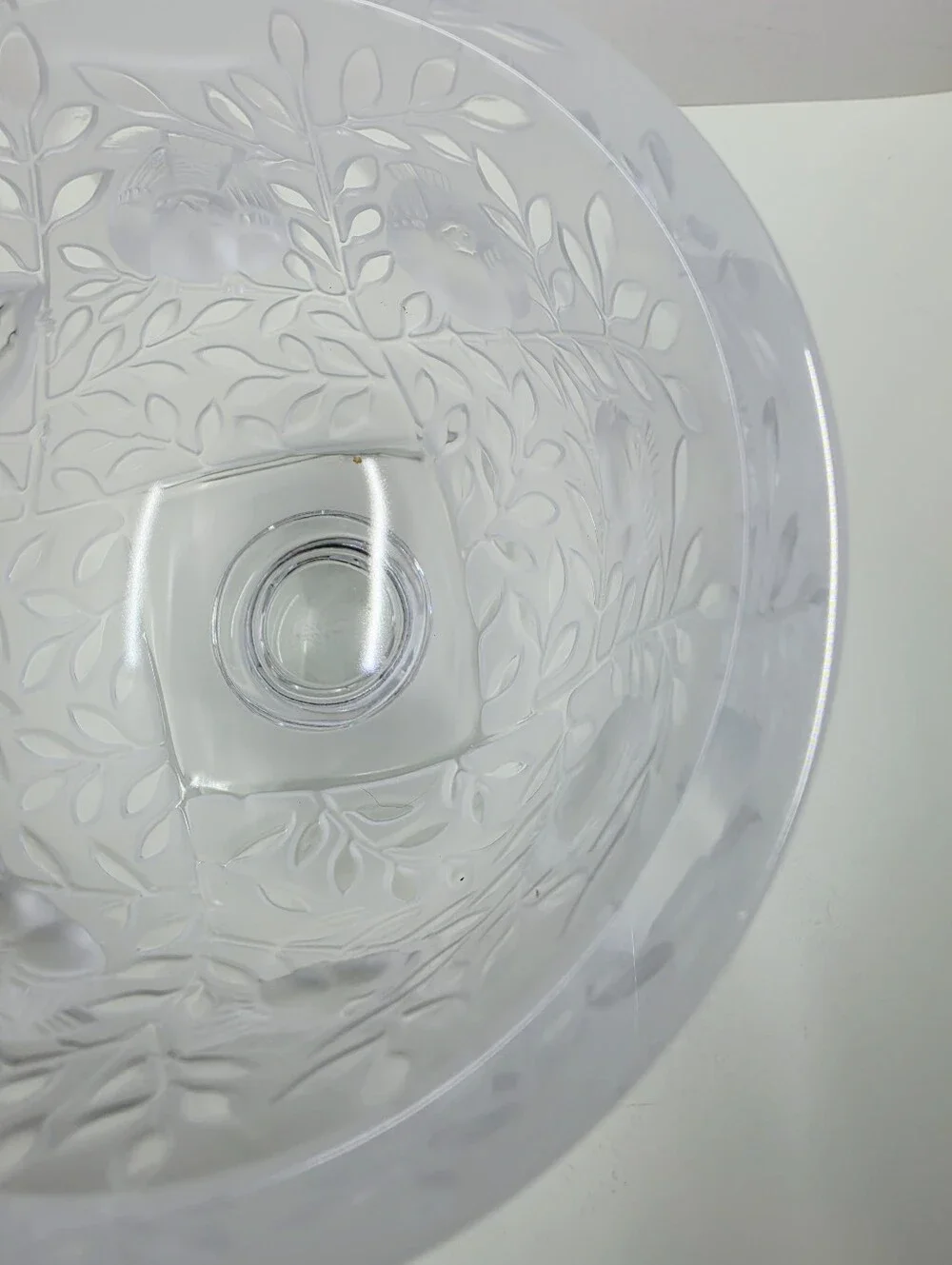 Lalique France Elisabeth Fauna & Flora Frosted Crystal Vase Square Pedestal